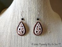 White Spring Vines Teardrop Earrings and Matching Necklace Pysanky Jewelry by So Jeo
